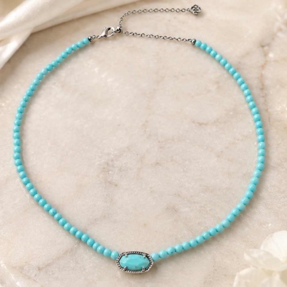 Kendra Scott Beaded Elisa Necklace Women OS Turquoise Rhodium 9608801308